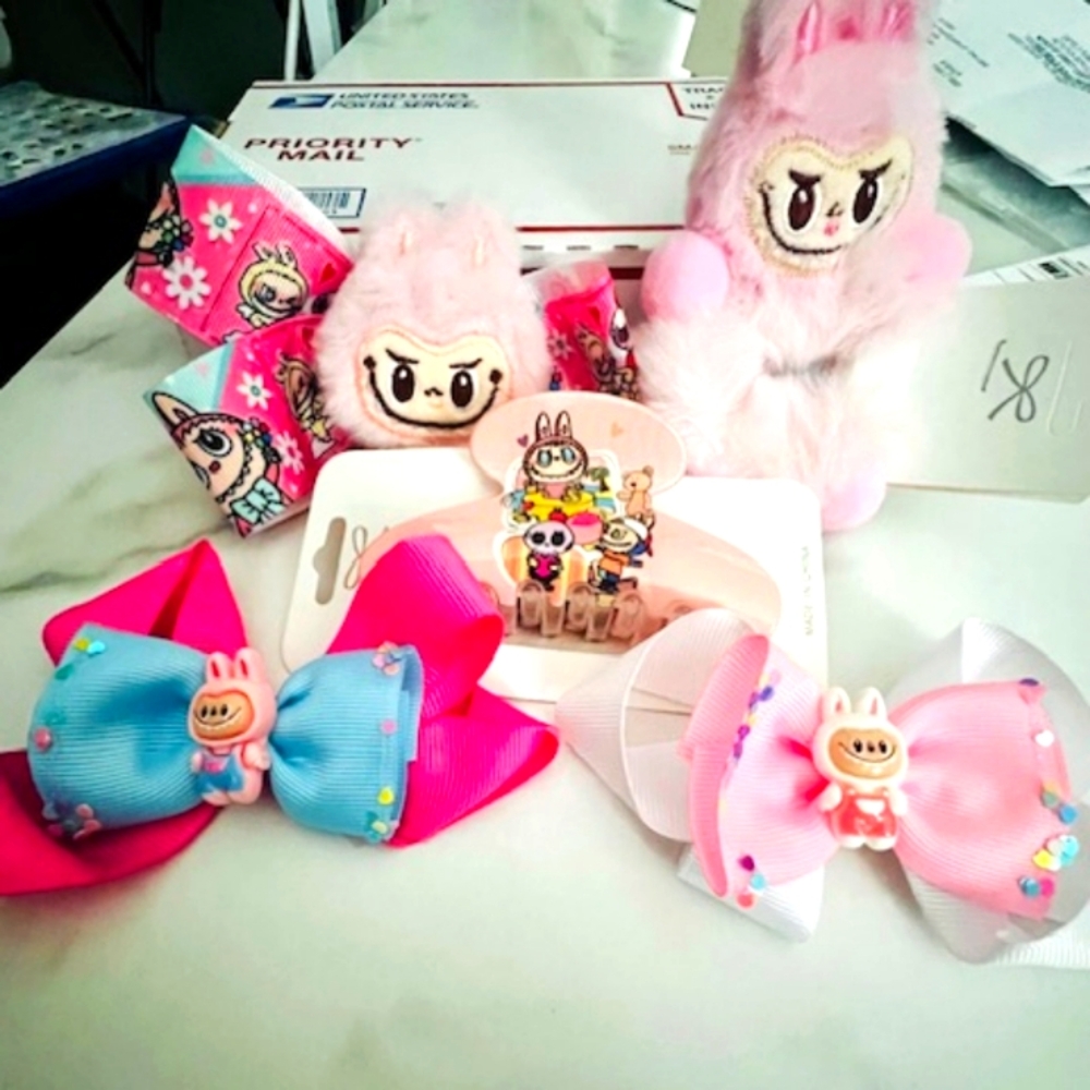 Cute Labubu Hair Accessories Bow Set